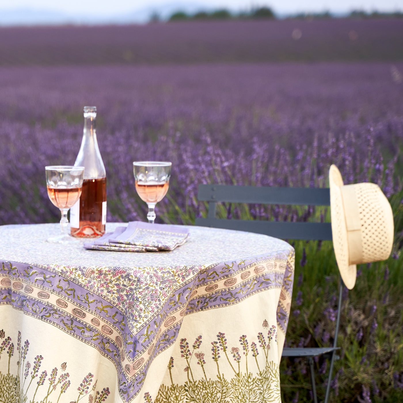 Lavender Dreams ~ French Provencal White Country Table Cloth