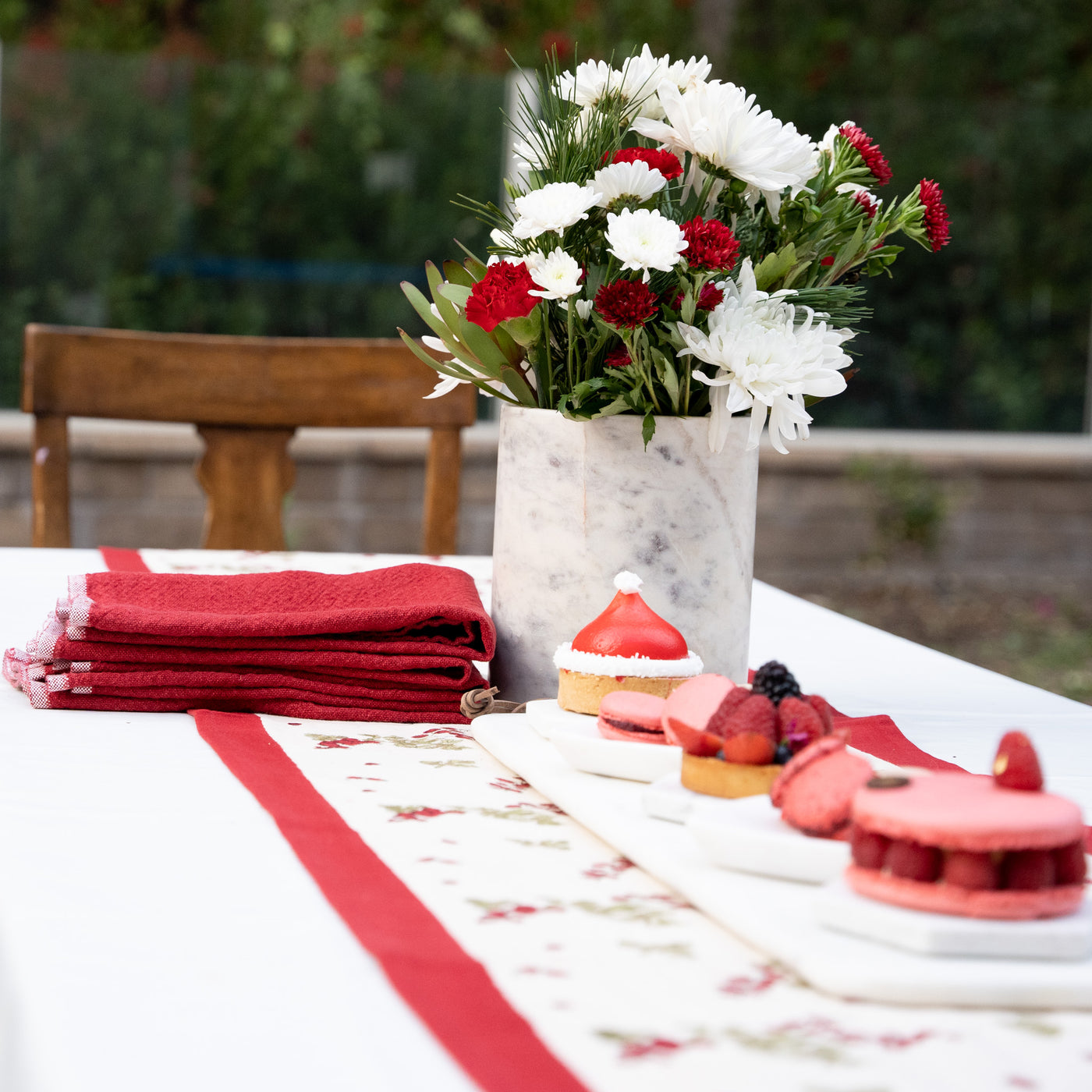 Chunky Linen Red Napkins, Set of 4