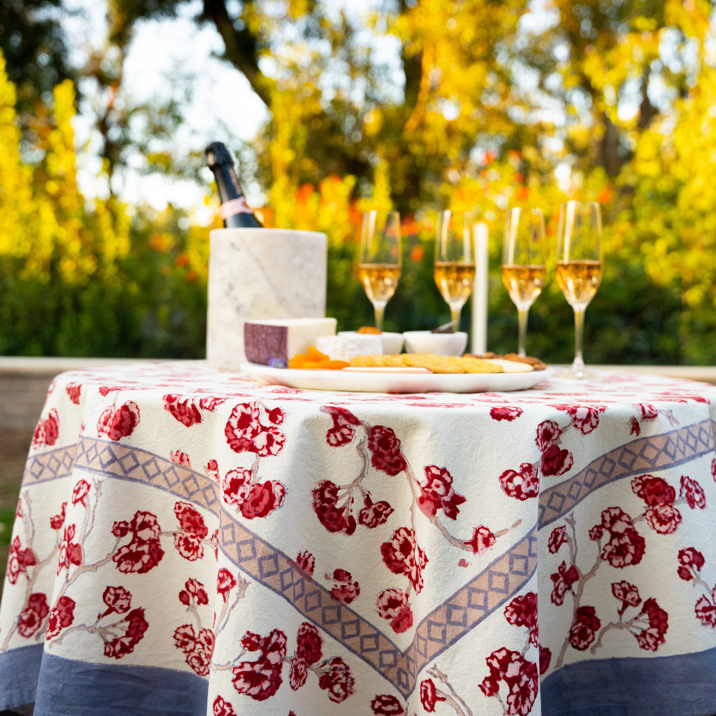 French Tablecloth Cherry Blossom Cream & Blush
