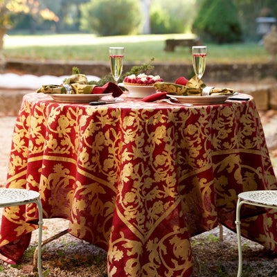 French Tablecloth Saint-Rémy d'Or et Rouge