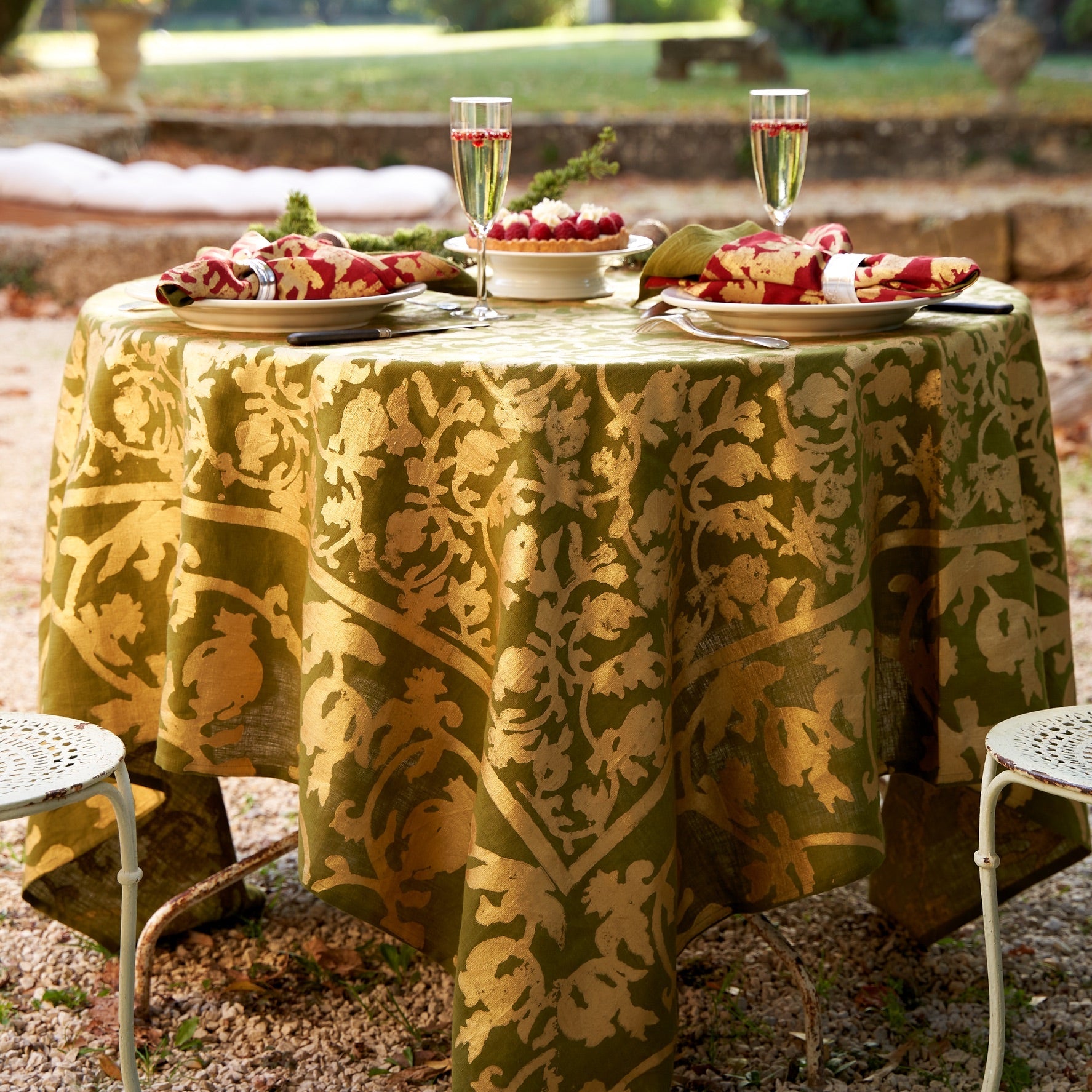 French Tablecloth Saint-Rémy d'Or et Vert