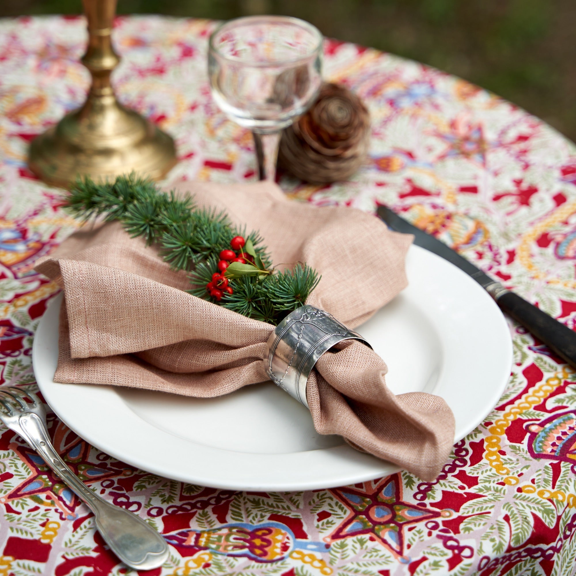 Palma Handwoven Linen Nude Peach Napkins 20x20 - Set of 4