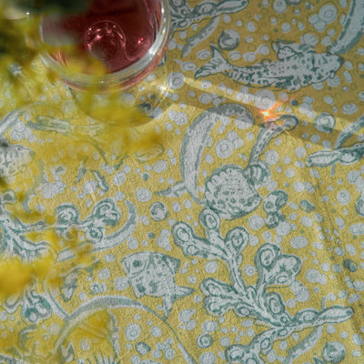 French Tablecloth La Mer Aqua & Citrine