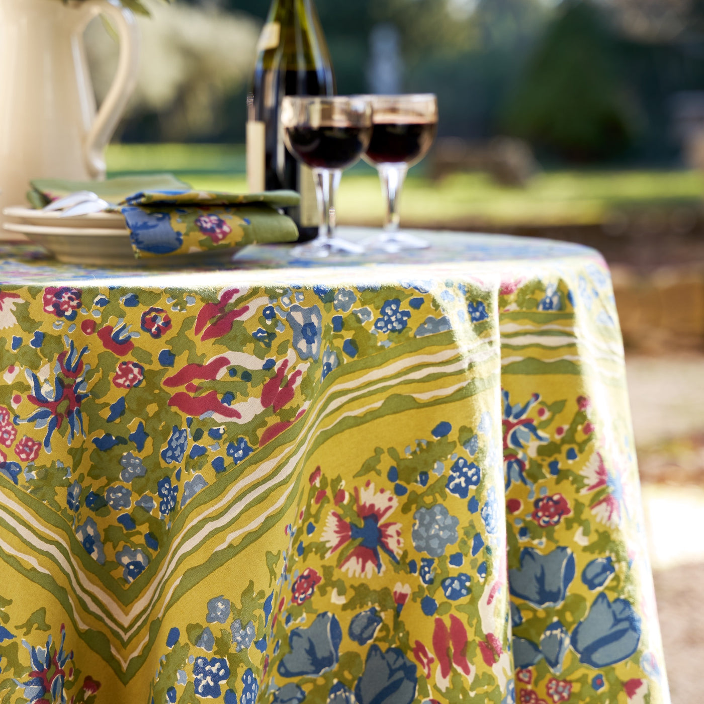 French Tablecloth Jardin Blue & Vert