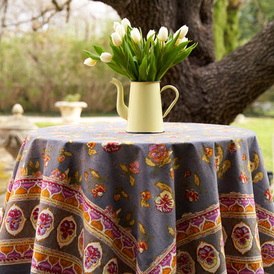 French Tablecloth Pansy Red & Grey