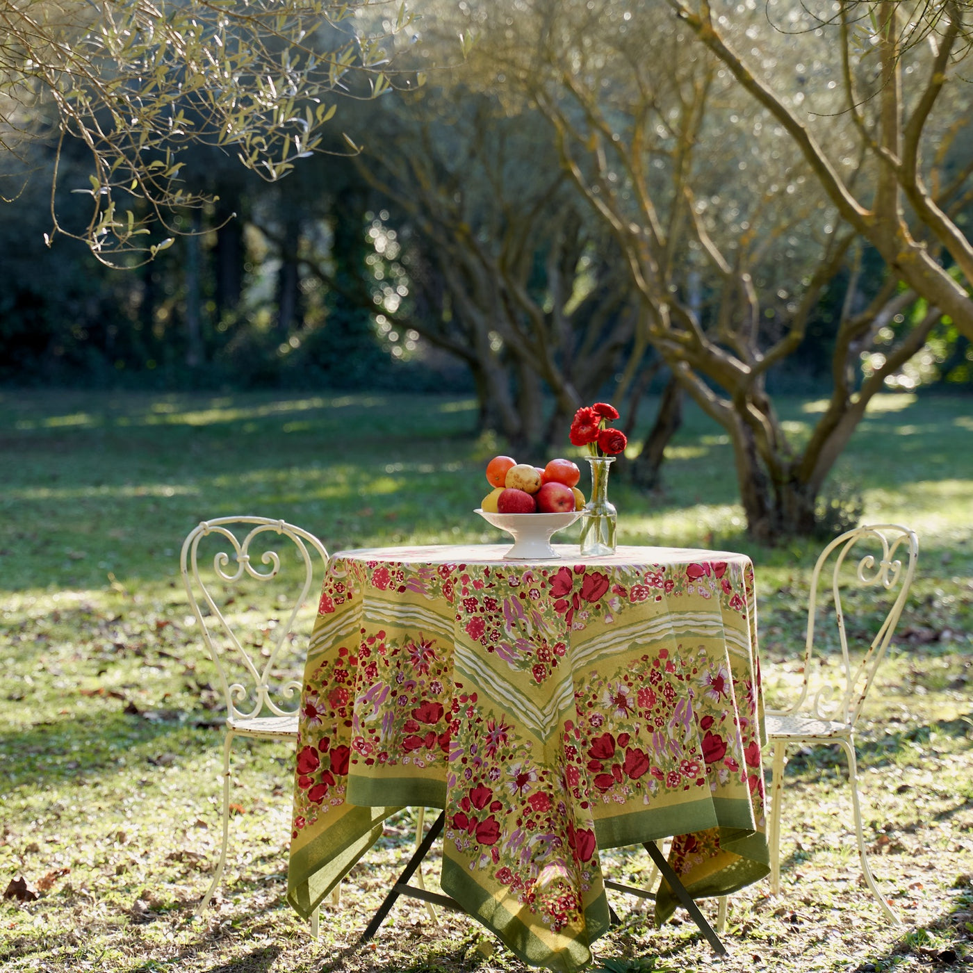 French Tablecloth Jardin Red & Green