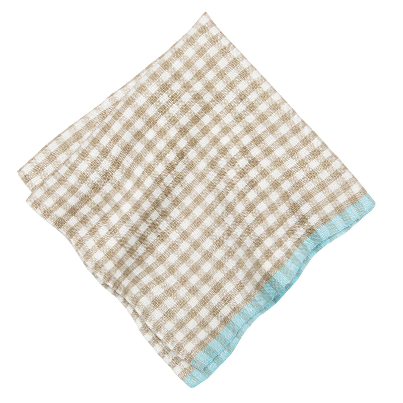 Two-Tone Gingham Napkins Natural & Aqua