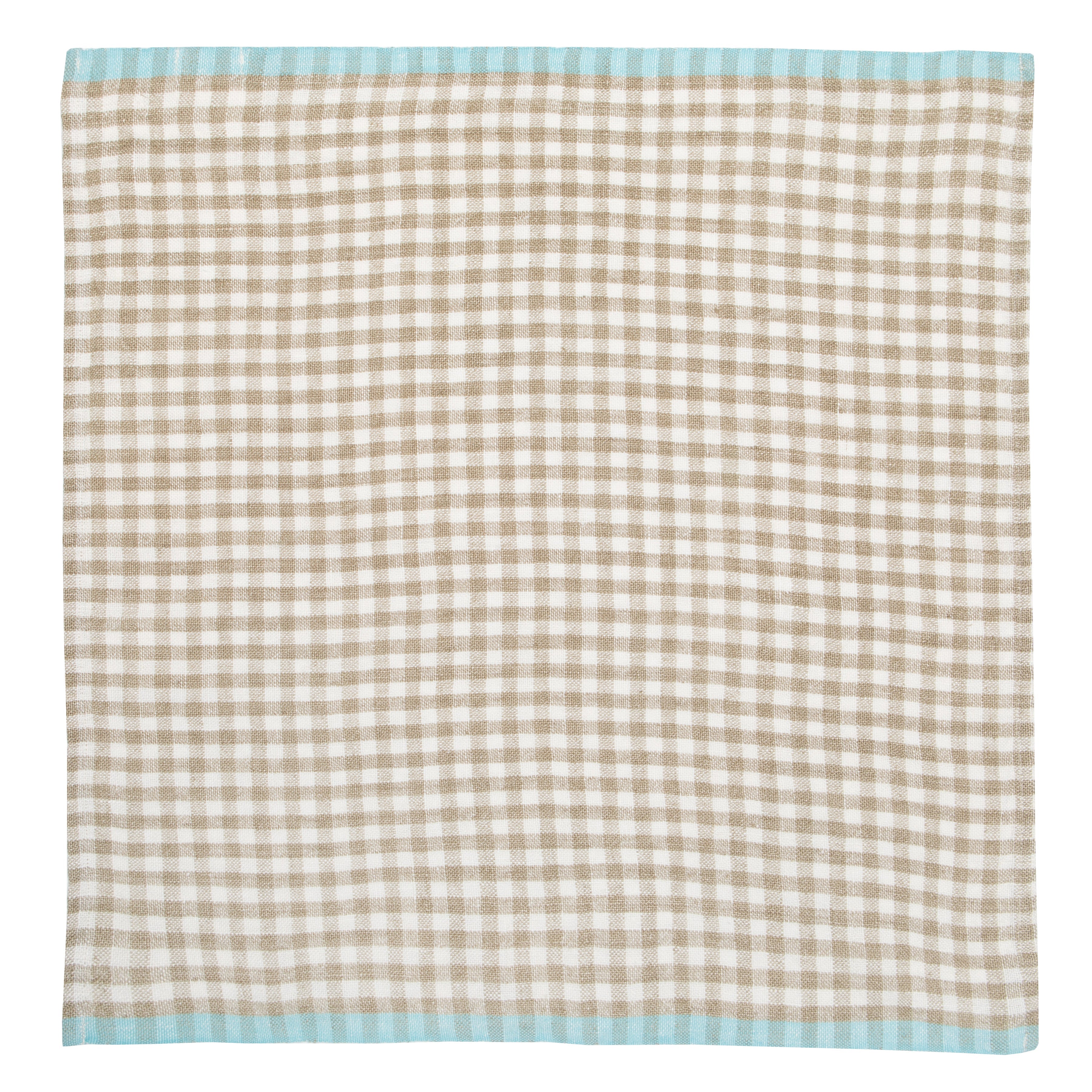 Two-Tone Gingham Kitchen Towel Natural & Aqua