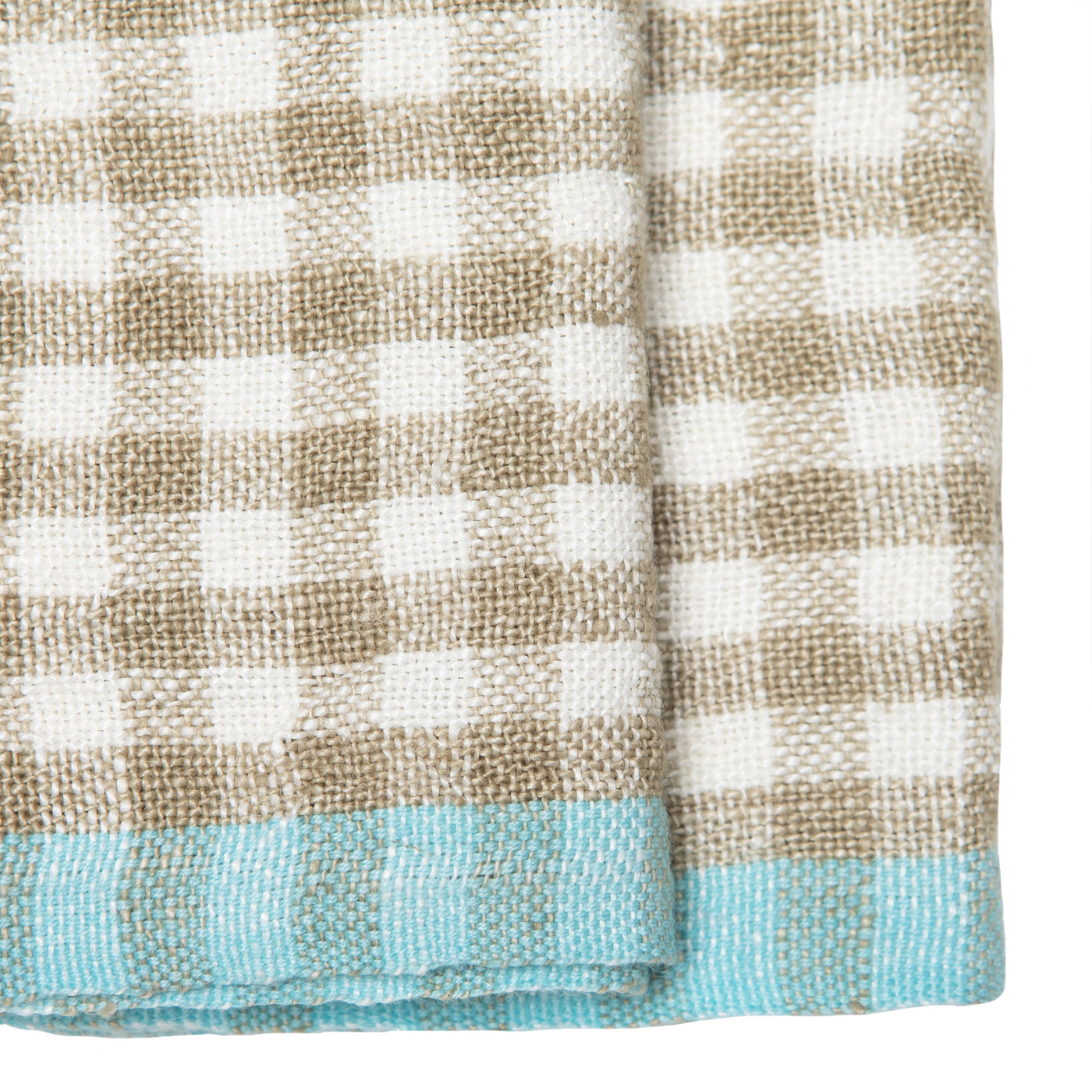 Two-Tone Gingham Kitchen Towel Natural & Aqua