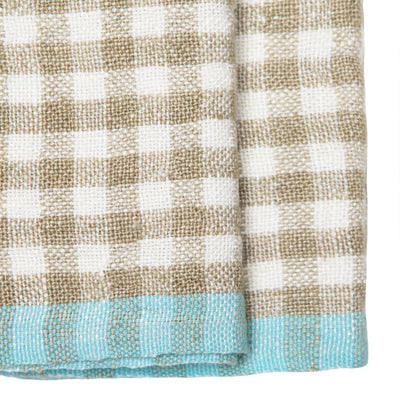 Two-Tone Gingham Kitchen Towel Natural & Aqua