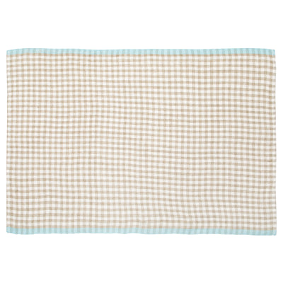 Two-Tone Gingham Kitchen Towel Natural & Aqua