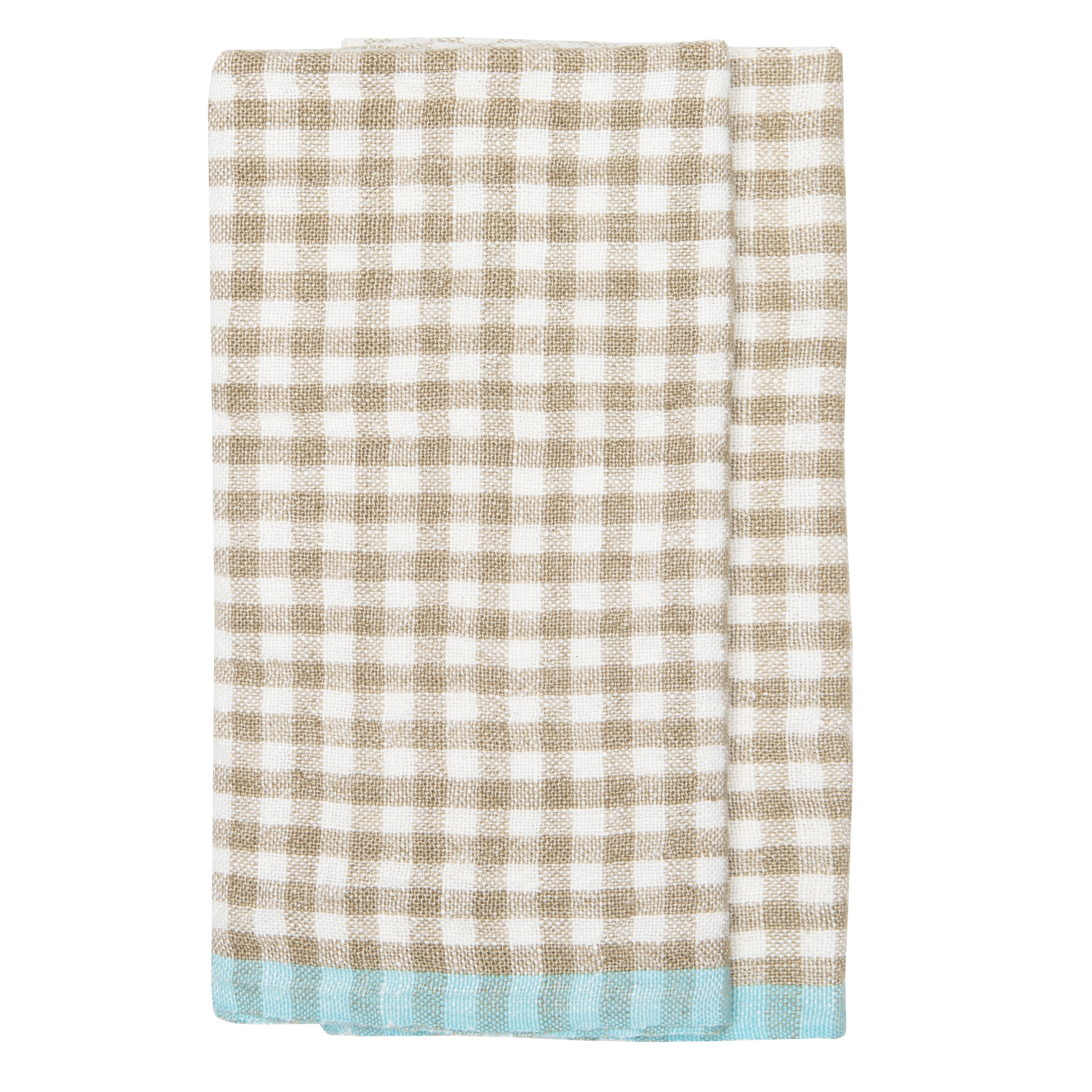 Two-Tone Gingham Kitchen Towel Natural & Aqua