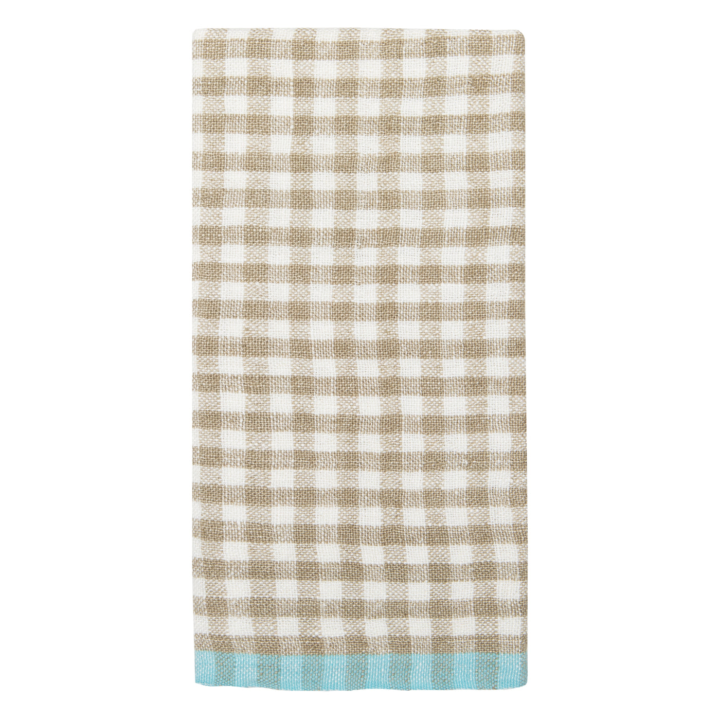 Two-Tone Gingham Kitchen Towel Natural & Aqua