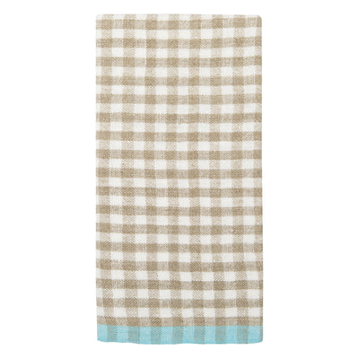 Two-Tone Gingham Kitchen Towel Natural & Aqua