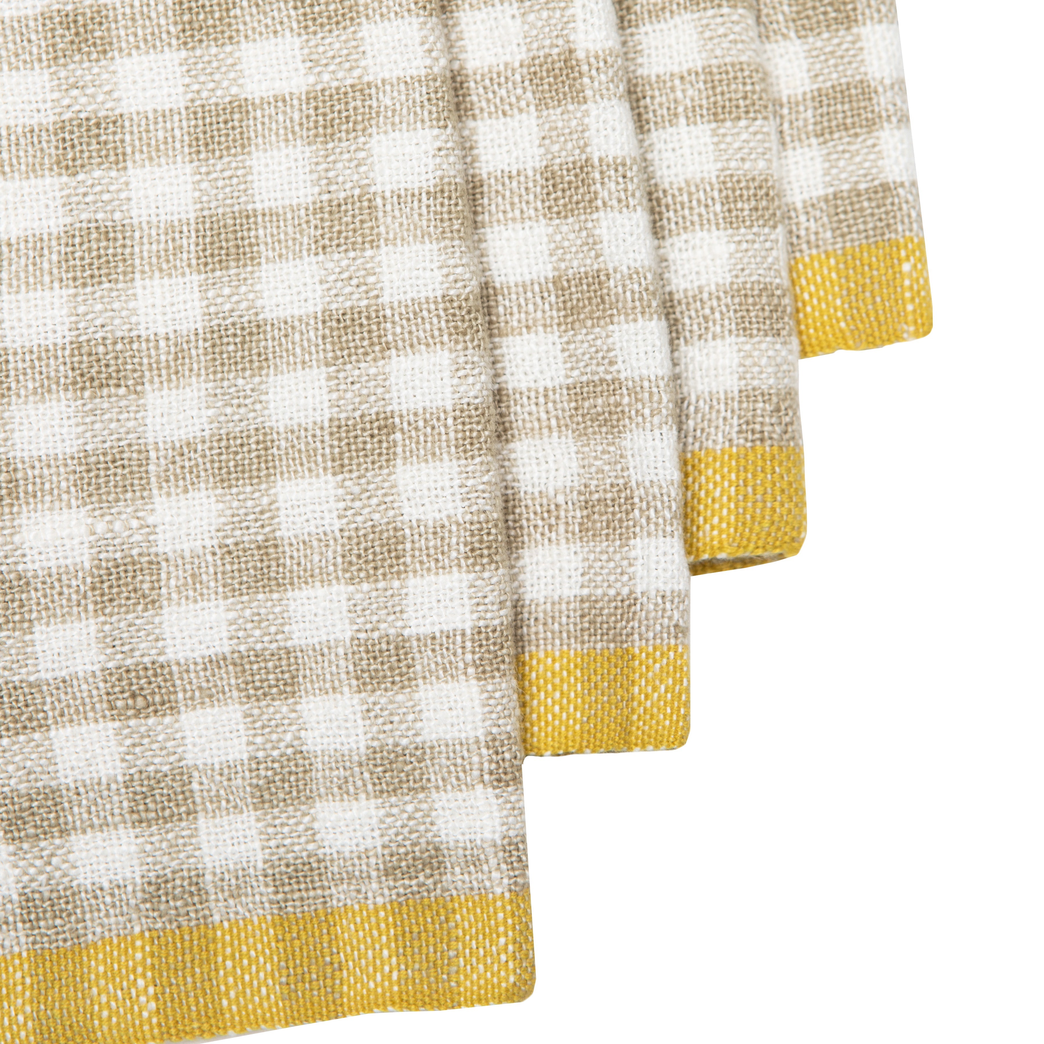 Two-Tone Gingham Napkins Natural & Dijon