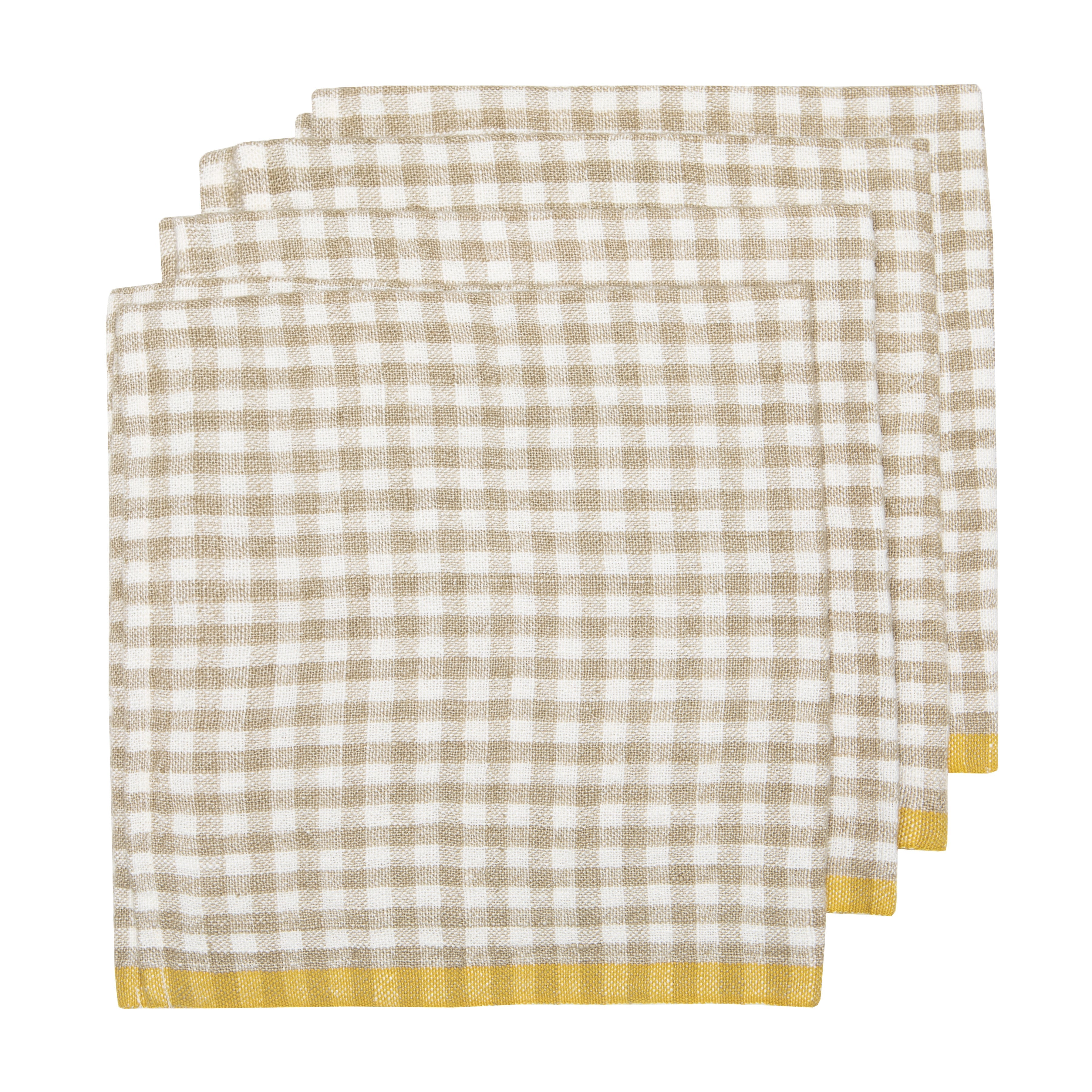 Two-Tone Gingham Napkins Natural & Dijon