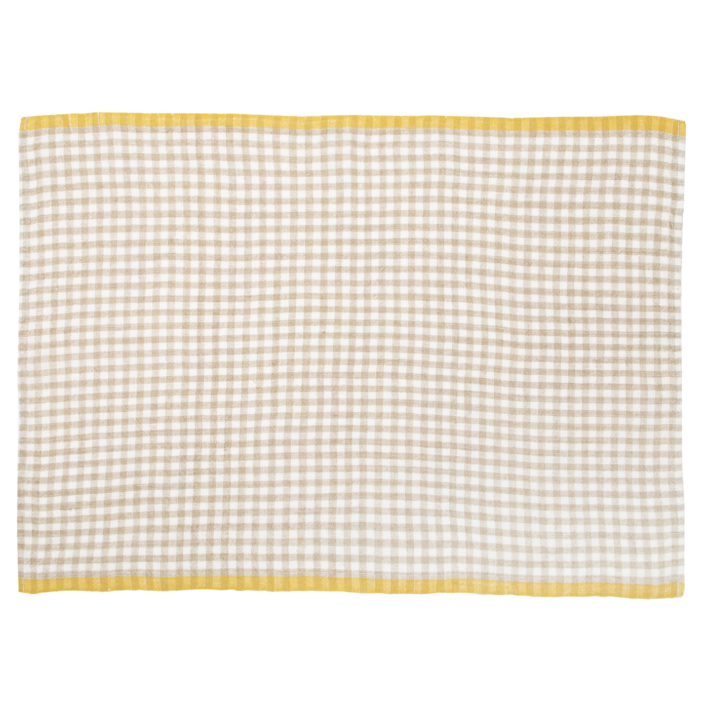 Two-Tone Gingham Kitchen Towel Natural & Dijon