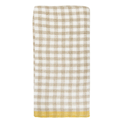 Two-Tone Gingham Kitchen Towel Natural & Dijon