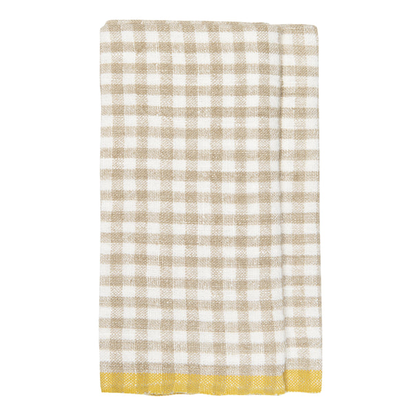 Two-Tone Gingham Kitchen Towel Natural & Dijon