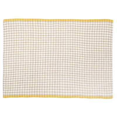 Two-Tone Gingham Kitchen Towel Natural & Dijon