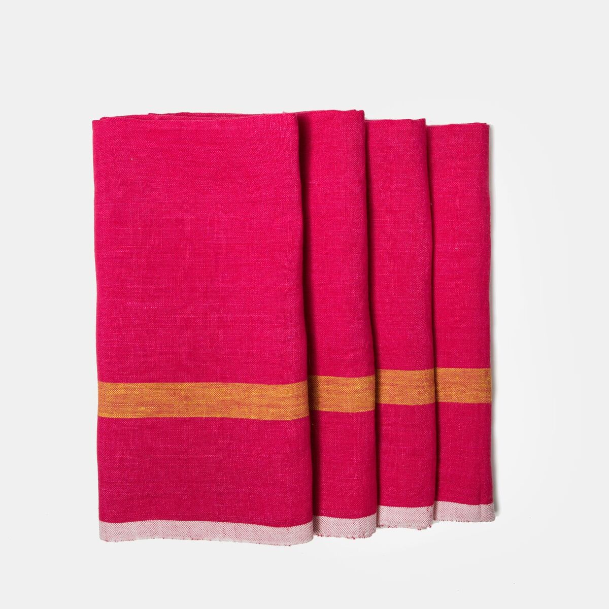 Laundered Linen Napkins Pink & Lime, Set of 4