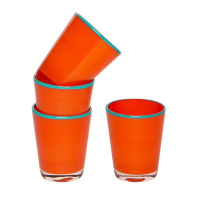 Summer Glass Orange & Turquoise 9oz, Set of 4