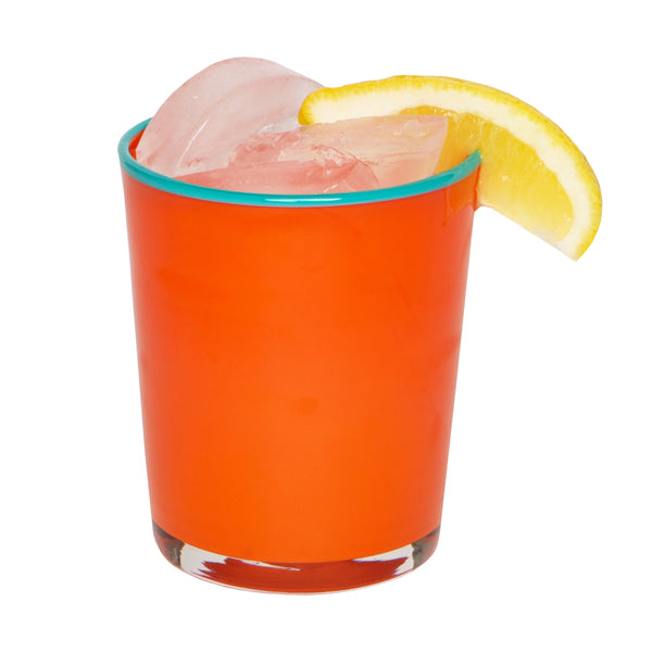 Summer Glass Orange & Turquoise 15oz, Set of 4