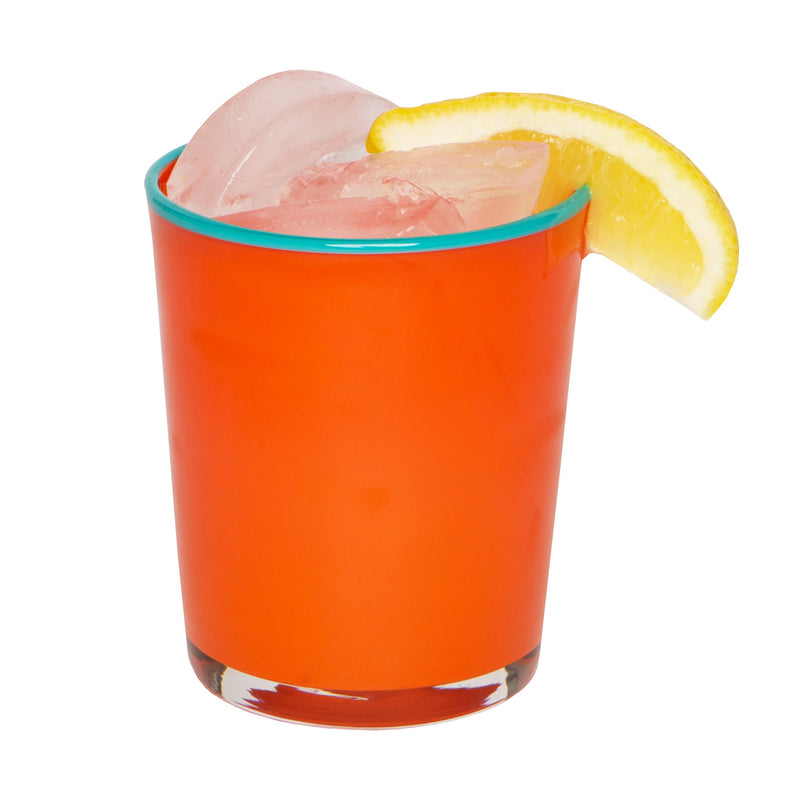 Summer Glass Orange & Turquoise 15oz, Set of 4