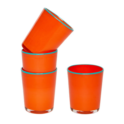 Summer Glass Orange & Turquoise 15oz, Set of 4