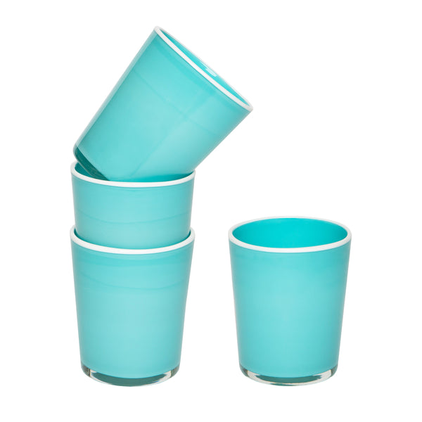 Summer Glass Turquoise & White 15oz, Set of 4