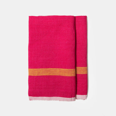 Laundered Linen Kitchen Towels Pink & Lime, Set of 2