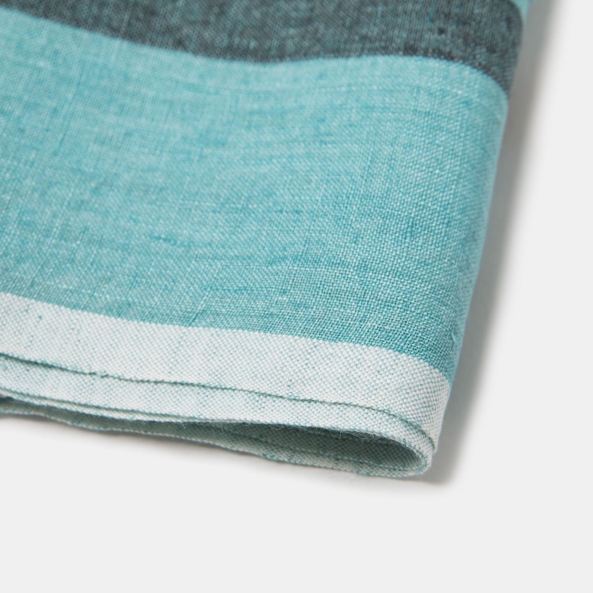 Laundered Linen Kitchen Towels Aqua & Charcoal, Set of 2