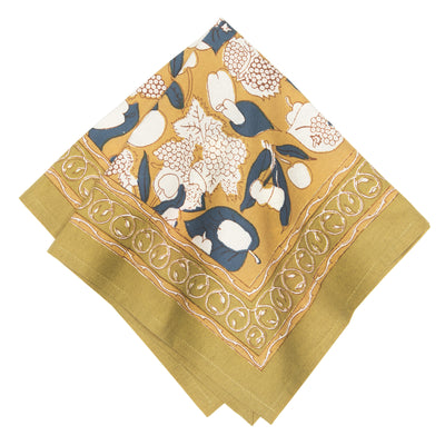 Forest Harvest Napkins Mustard & Blue, Set of 6