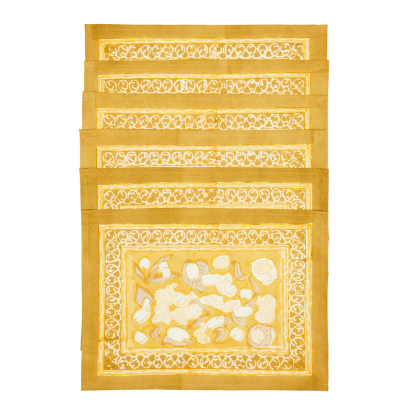Forest Harvest Placemats Grey & Mustard, Set of 6
