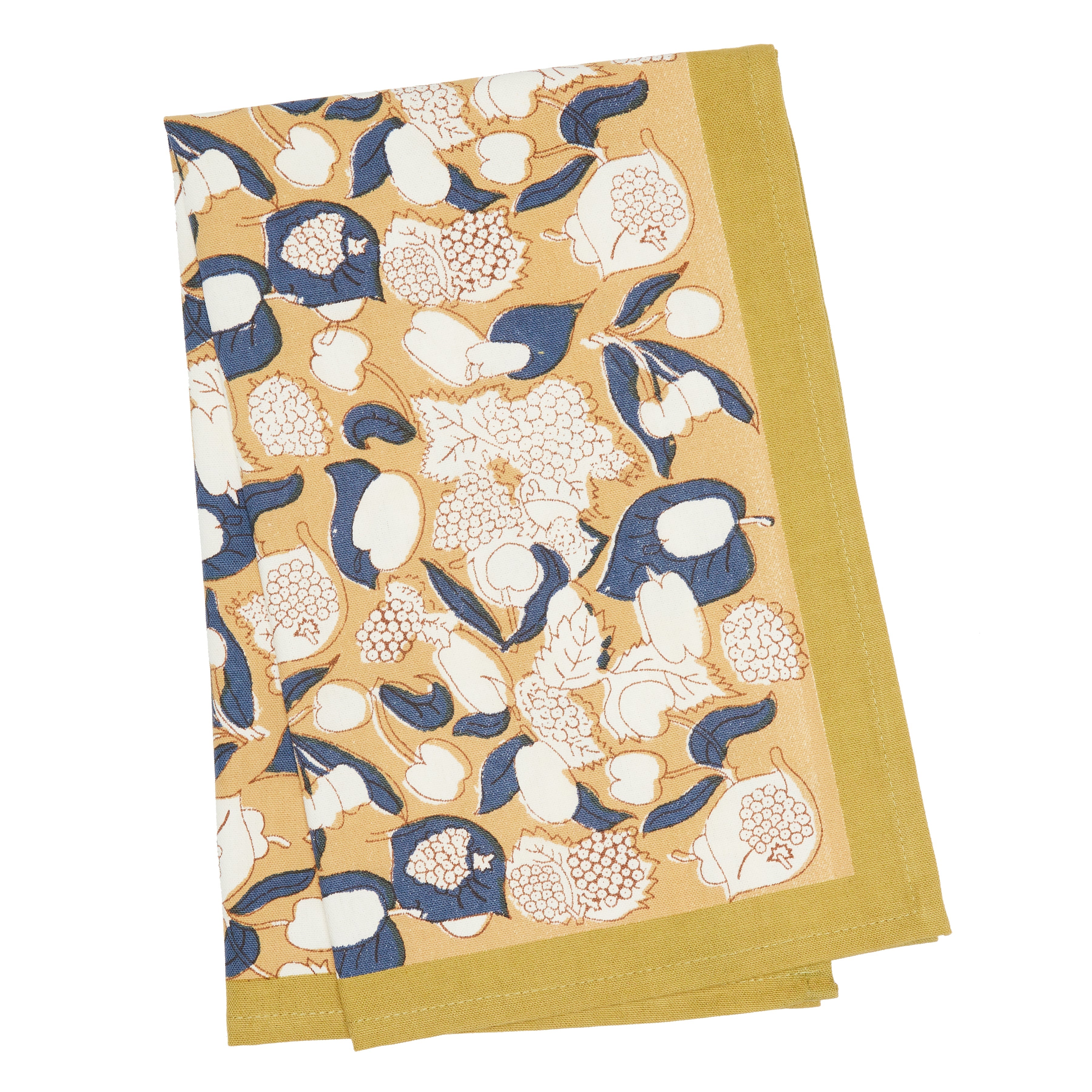 Forest Harvest Tea Towels Mustard & Blue, Set of 3