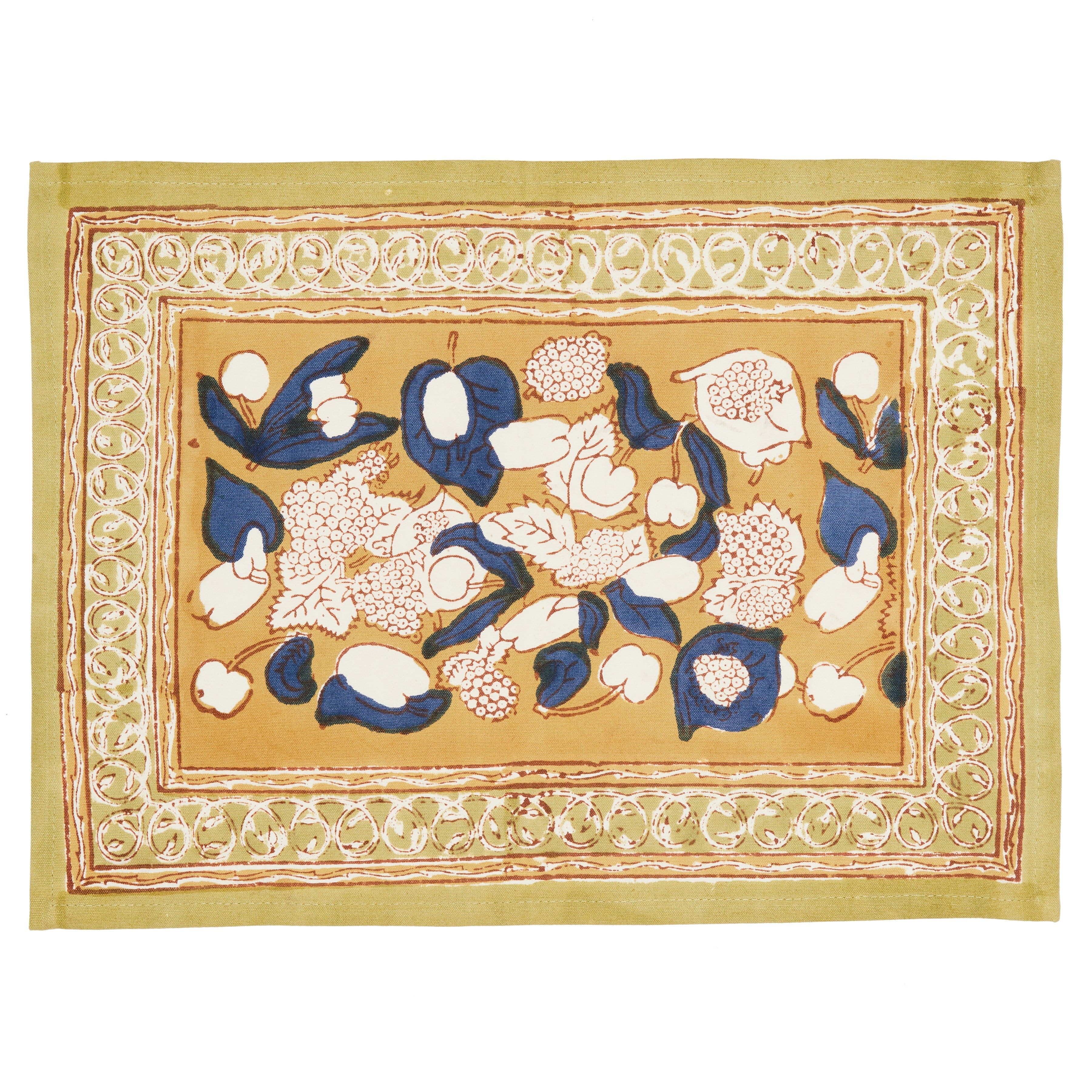 Forest Harvest Placemats Mustard & Blue, Set of 6