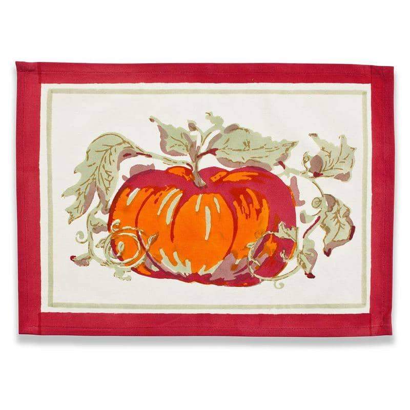 Pumpkin Red/Green Placemats French Linen Placemats by Bruno Lamy
