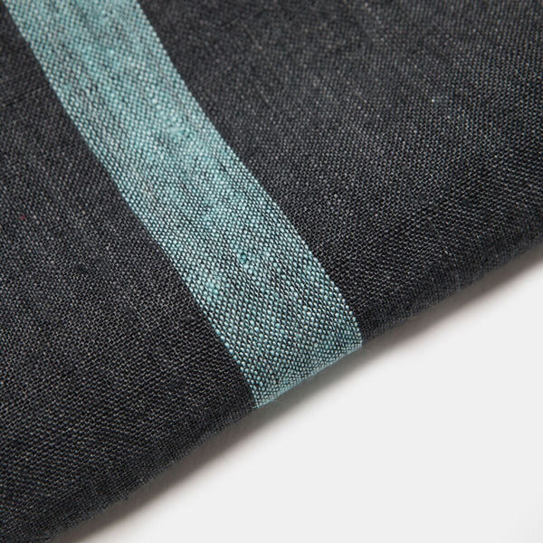 Laundered Linen Kitchen Towels Charcoal & Aqua, Set of 2