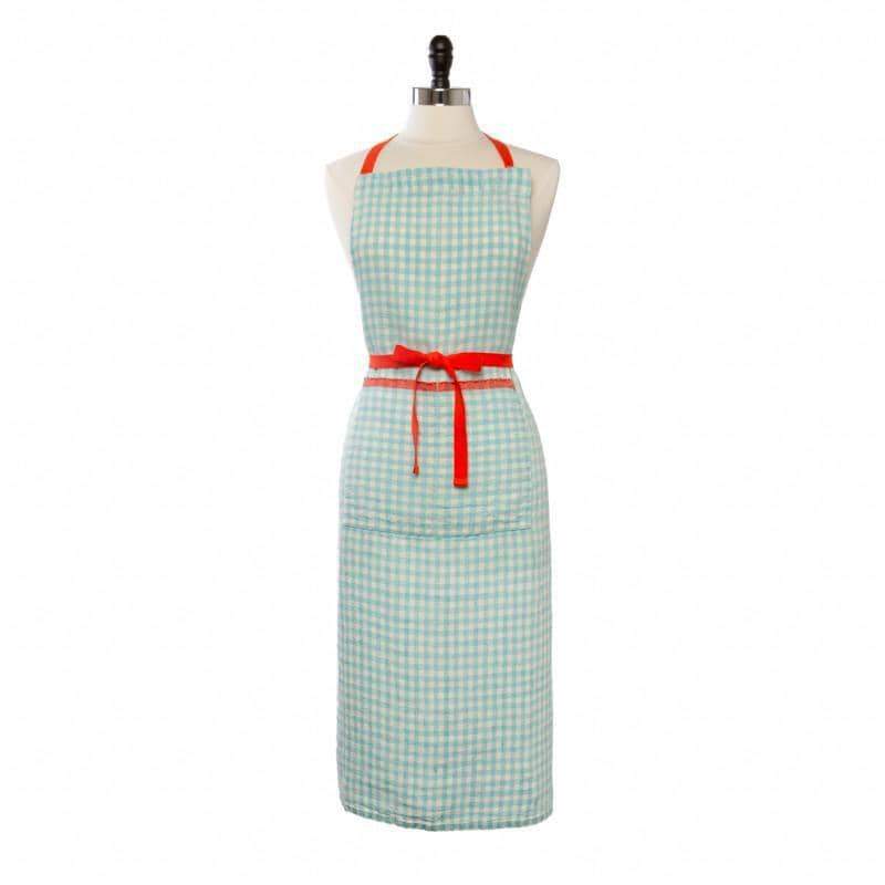 Two-Tone Gingham Linen Apron- By Caravan – CouleurNature