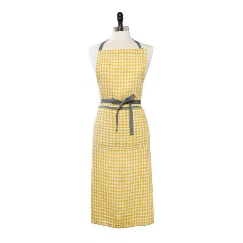 Two-Tone Gingham Linen Apron- By Caravan