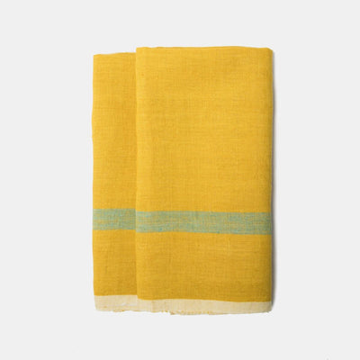 Laundered Linen Kitchen Towels Lime & Aqua, Set of 2